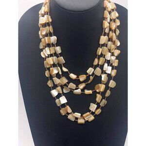 Graziano Beaded Mother of Pearl Multi Strand Necklace Hook Closure